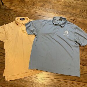 Lot of 2 Men's Polo Shirt L Nike Golf & Polo Short Sleeve Collared Blue‎ Peach